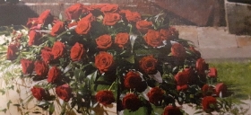 Red rose coffin spray